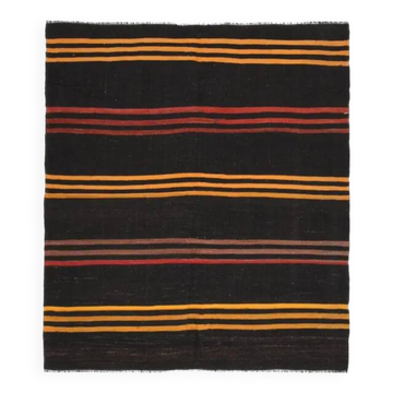 Vintage Turkish Oushak Handmade Wool Cotton Brown Area Rug 128x146