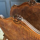 Magazine Rack Called “Goat” From the End of the 19th Century in Wood and Canework in the Louis XV Style