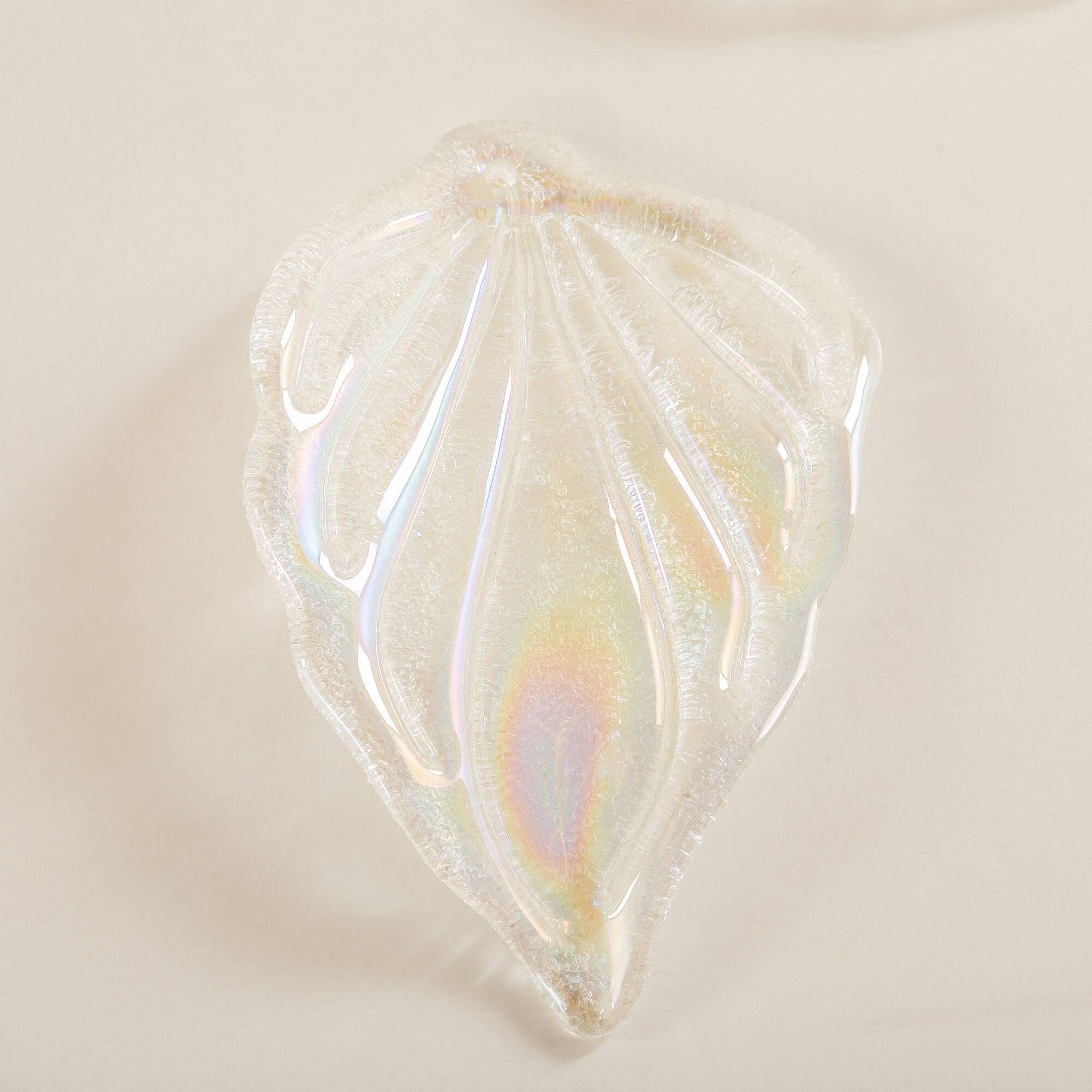Novaresi Murano glass frosted leaves chandelier, Italy 1970s