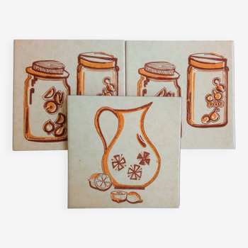 Earthenware tiles 1960, illustrations of lemonade service