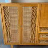 Vintage wicker high sideboard