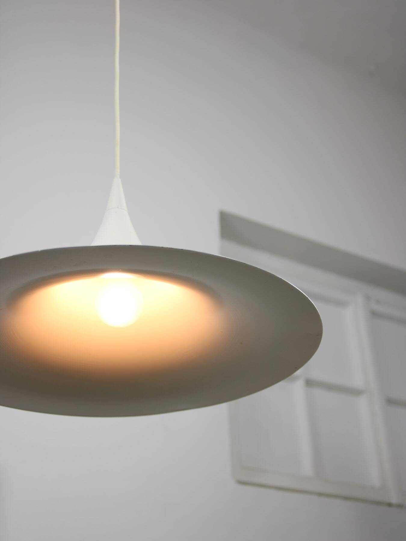 Danish White Trumpet Pendant Lamp by Claus Bonderup & Torsten Thorup