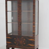 1930s art deco palisander and glass cabinet , czechoslovakia