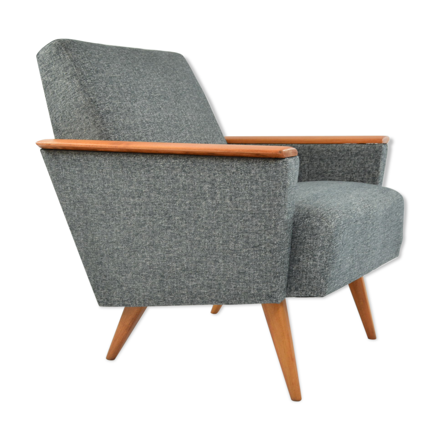 Fauteuil carre gris chiné