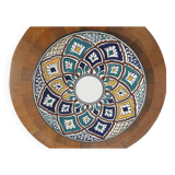Grand plat à couscous ancien en grès ceramisé et émaux