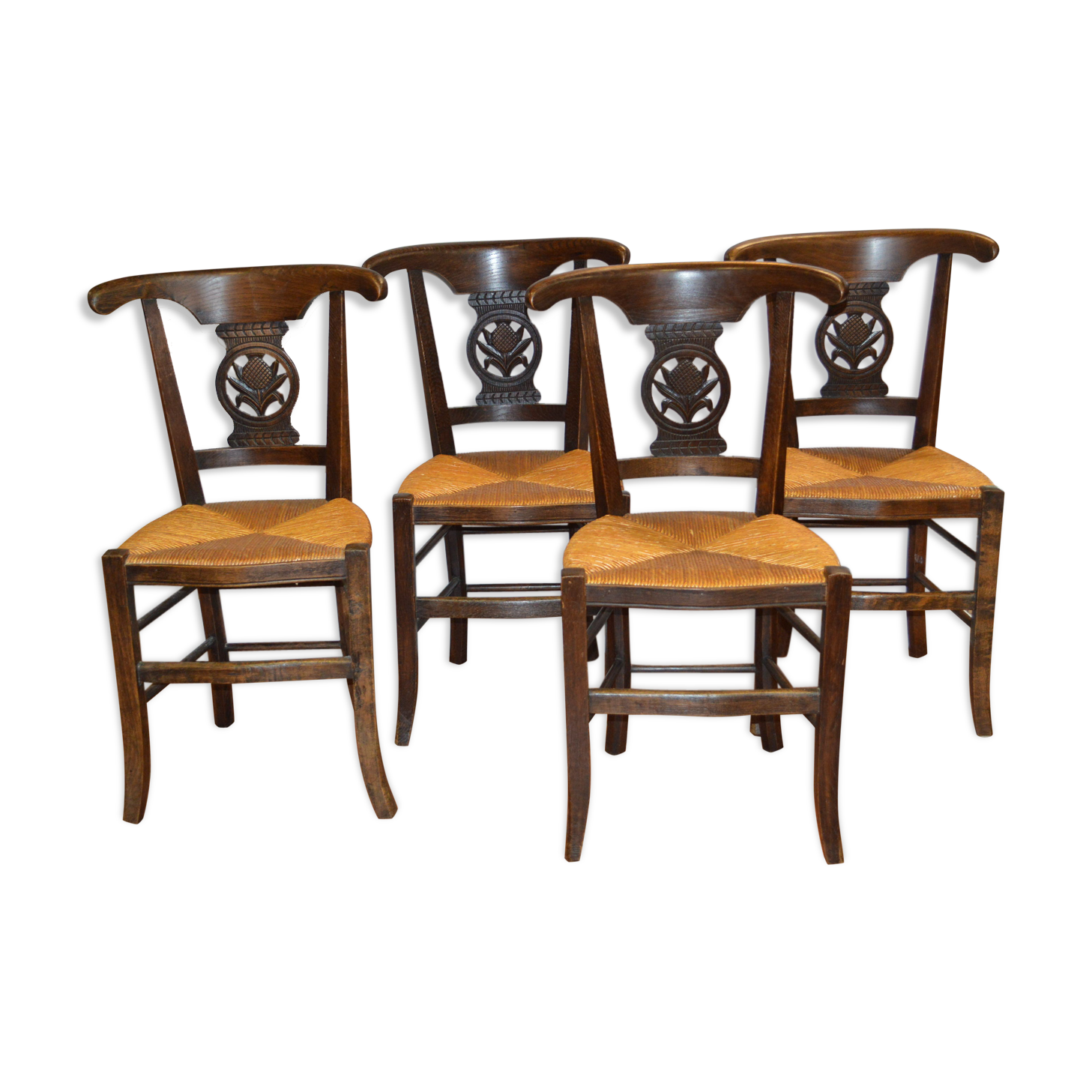 Suite of 4 chairs rustic oak