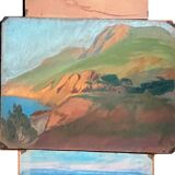 Paintings lot of 3 Pastel Ed. Pannetier (1884-1965) Orientalist Marine (?)