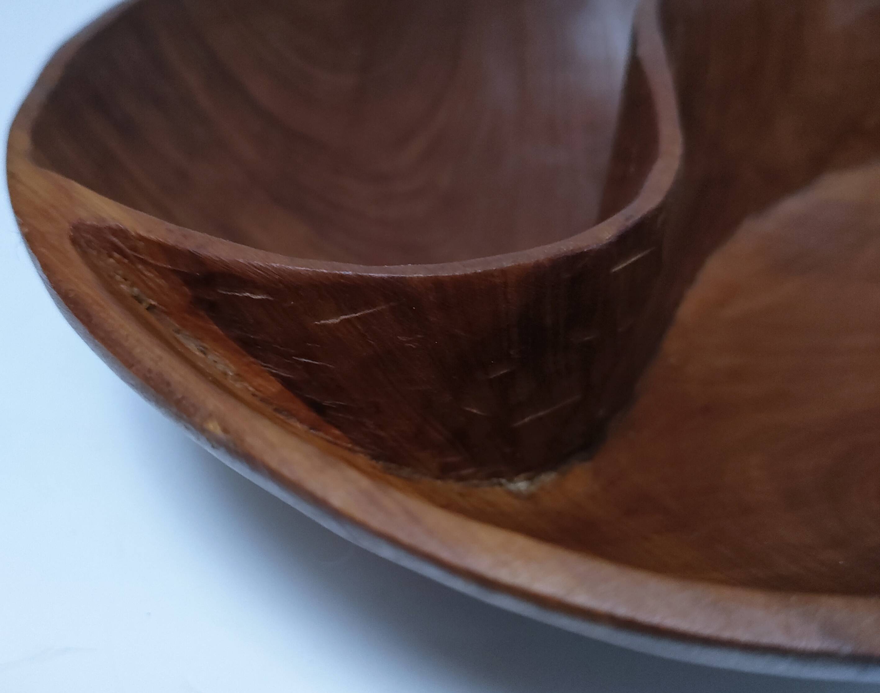 Yin Yang carved wooden pocket emptier from the 80s