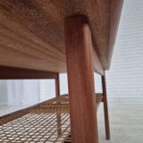 1970s, Scandinavian coffee table, original condition, teak wood, rattan.