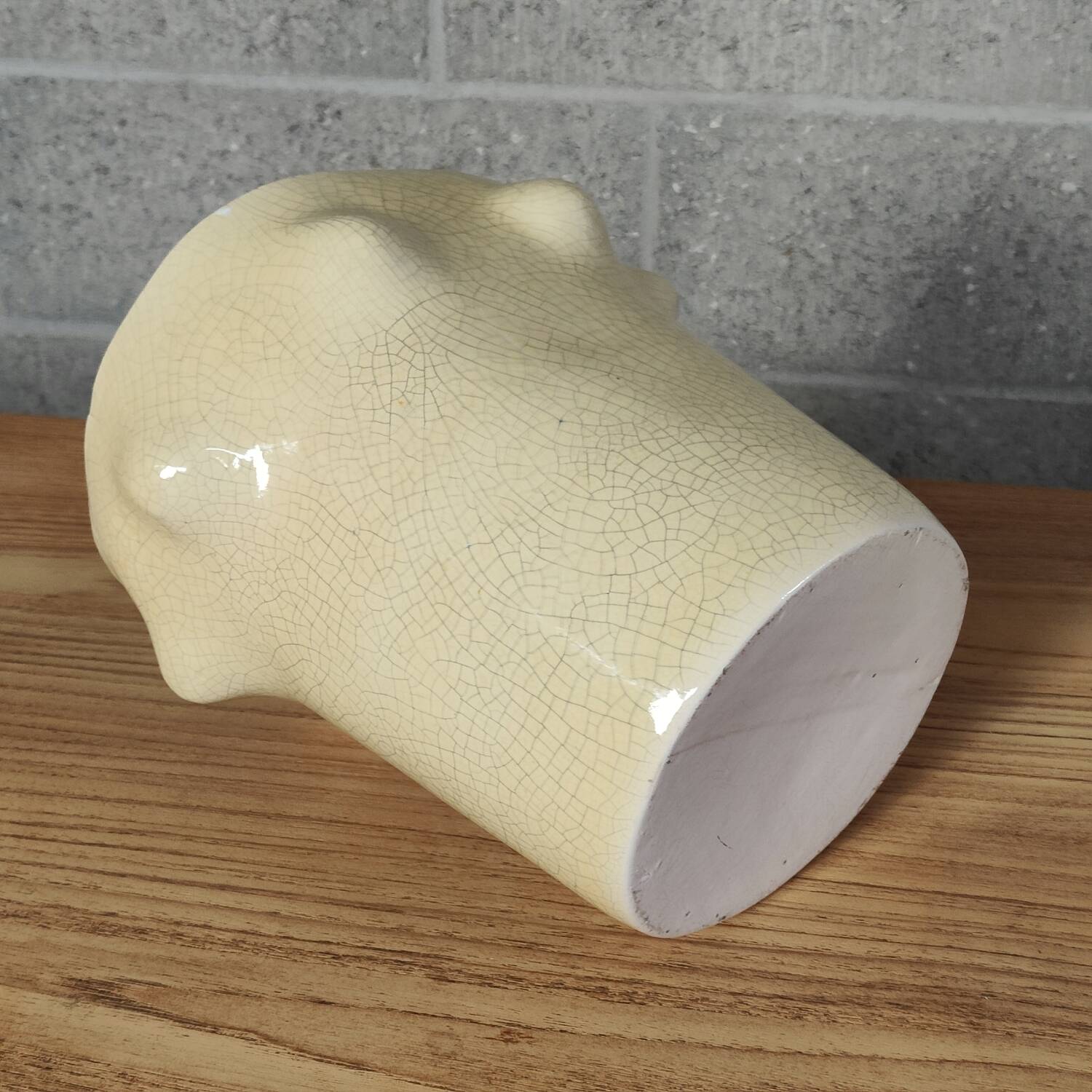 Cracked ceramic vase organic shape 1970