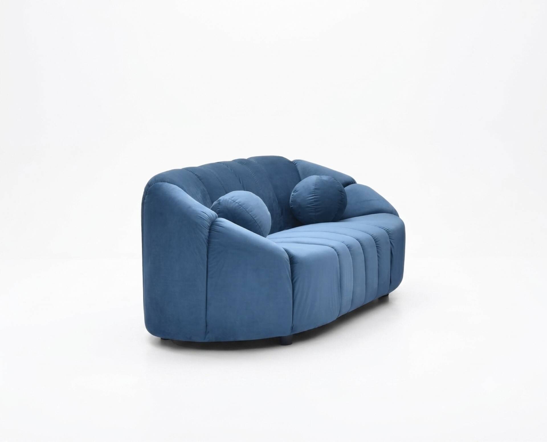 Two-seater sofa Sidonie in duck blue velvet Organic design