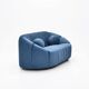 Two-seater sofa Sidonie in duck blue velvet Organic design