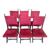 Set of 6 oak X-base chairs