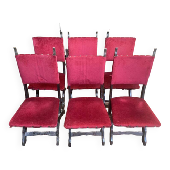 Suite de 6 chaises piètement X chêne