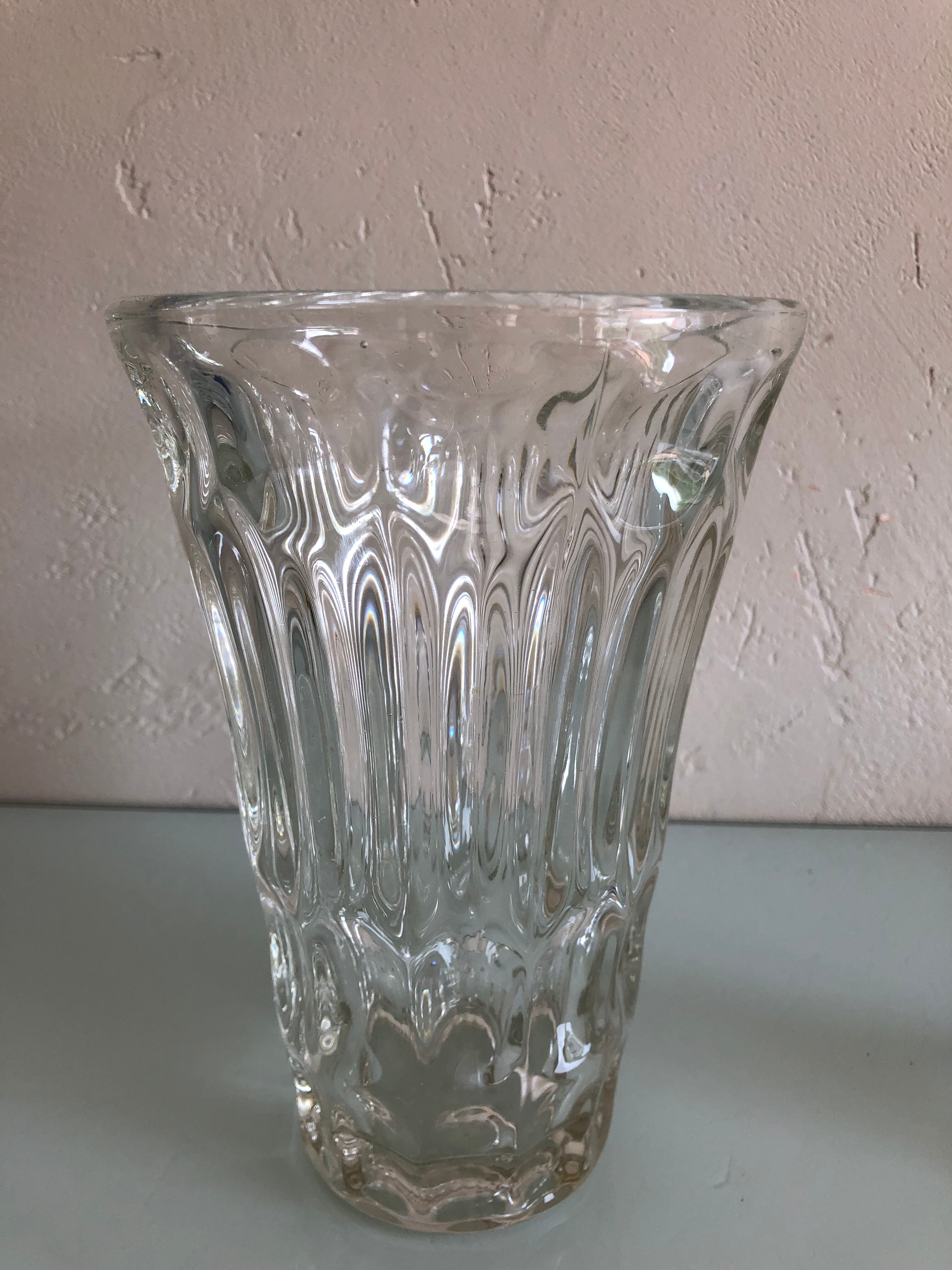 Two vases in cut glass vintage 60s-70s