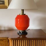 Space Age orange glass table lamp base, Italy 1960s