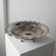 Silver-plated metal vintage bowl with curved rim and relief - Italian 1940s centrepiece