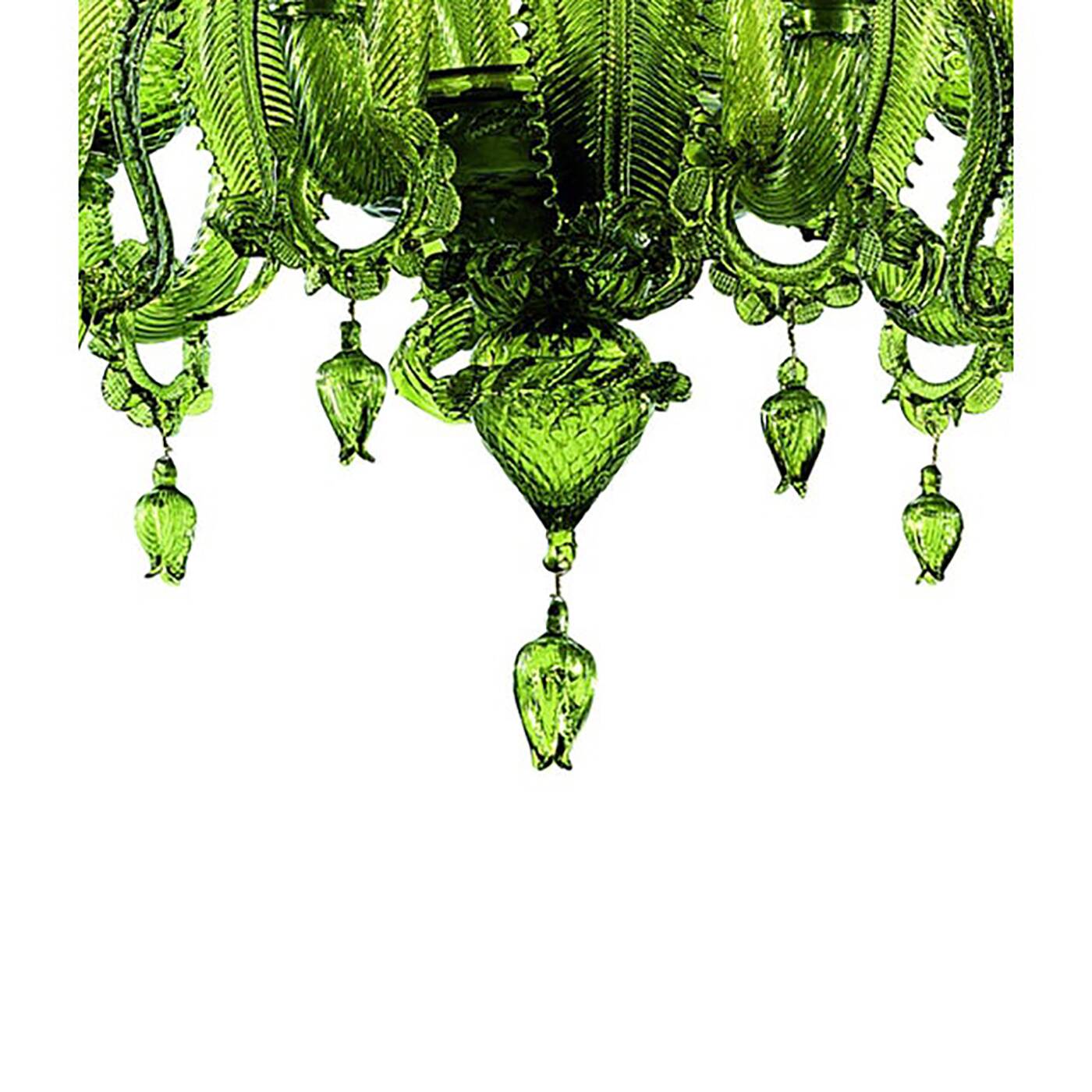 Contemporary Translucent Green Murano Style Glass Chandelier