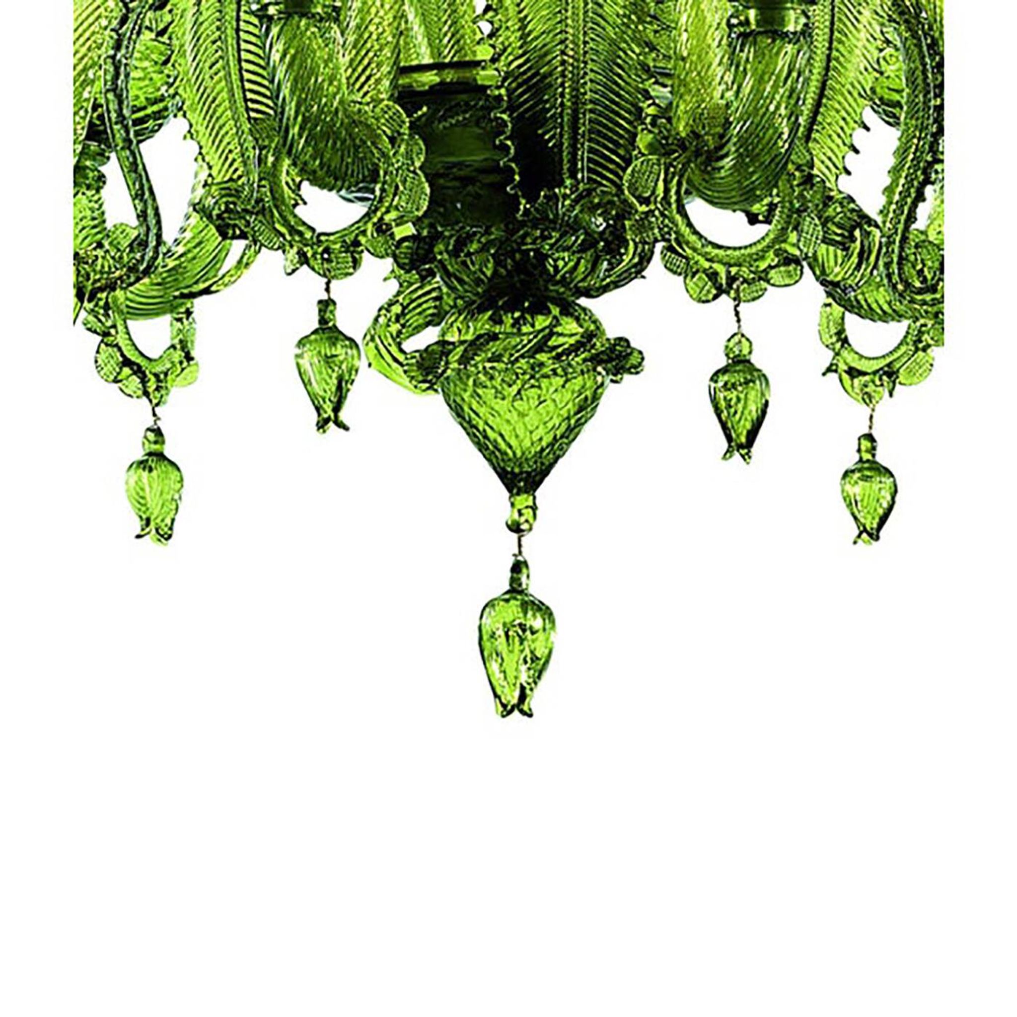 Contemporary Translucent Green Murano Style Glass Chandelier