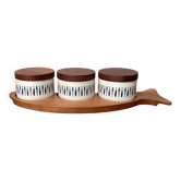 Ensembles de pots à harengs suédois en céramique et teck par Asa Lindberg pour Sagaform, années 2000, lot de 4