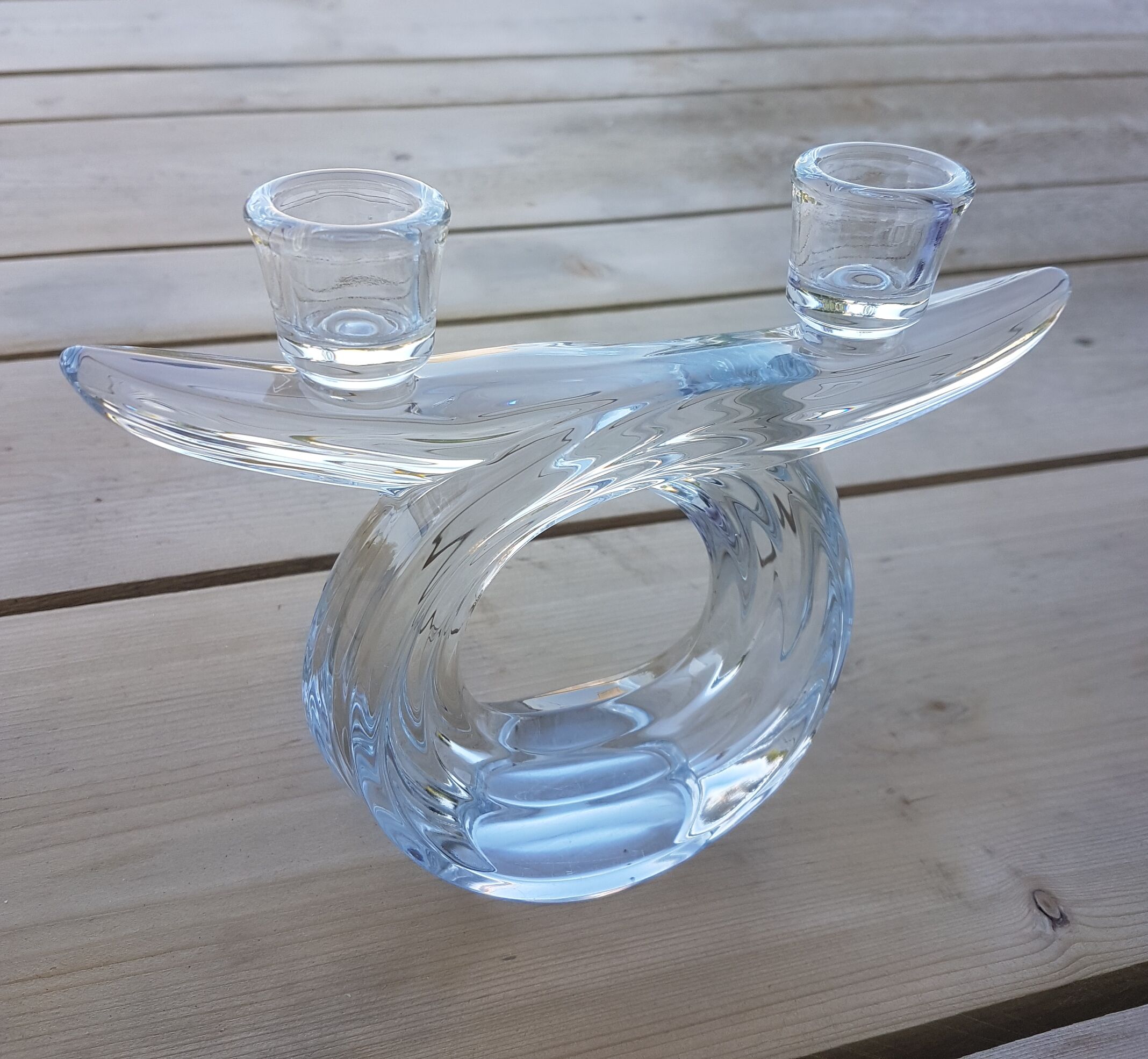 Candlesticks double arms crystal years 50-60