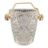 Worked glass ice bucket with golden handle