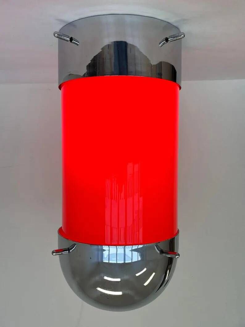 XXL Midcentury Hotel Design Ceiling Lamp, Flushmount, 1970s - Czechoslovakia