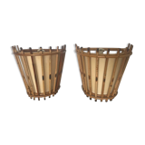 Pair of vintage bamboo wall lights