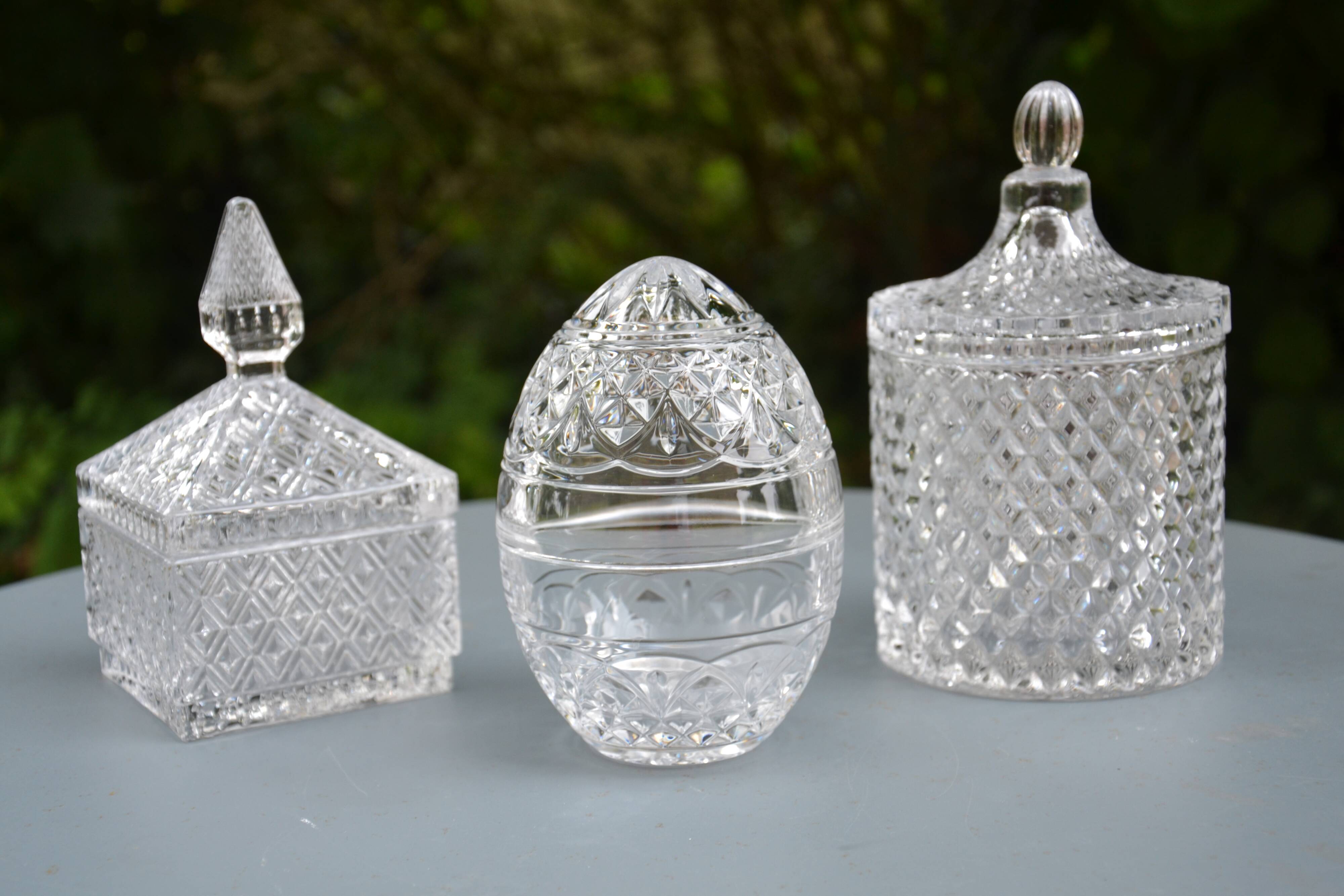 Set of glass candy jars/boxes