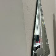 Vintage Big Triangular Wall Mounted Mirror with Beveled Decoration