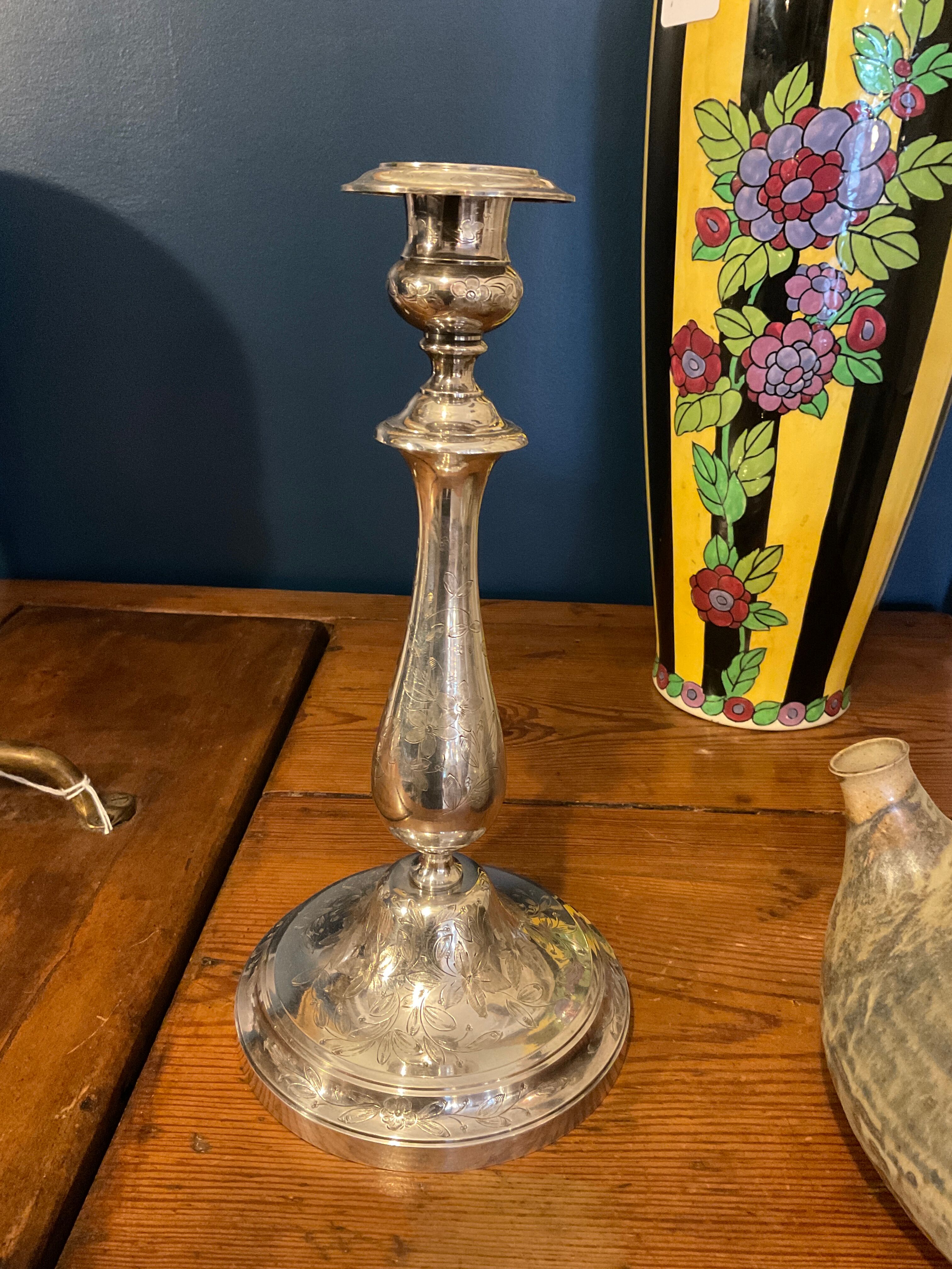 Candle holder christofle silver metal .
