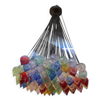 Multicolored Murano Style Glass Drops Chandelier by Simoeng