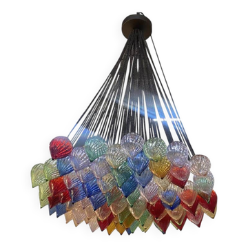 Multicolored Murano Style Glass Drops Chandelier by Simoeng