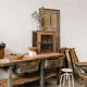 Green wooden workbench – 2 drawers