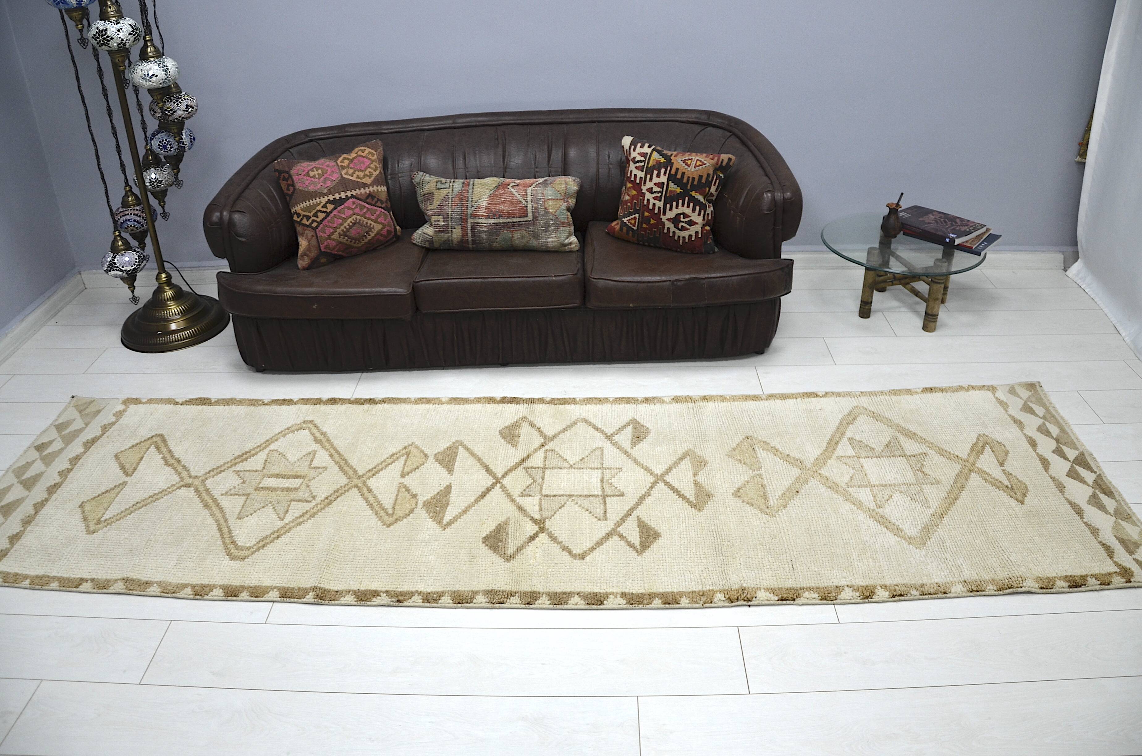 White & Beige Wool Handmade Rug sku 2215