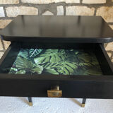 Vintage black and brass bedside table - 1950s style