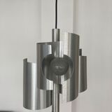 Space age brushed metal 3-light pendant lamp