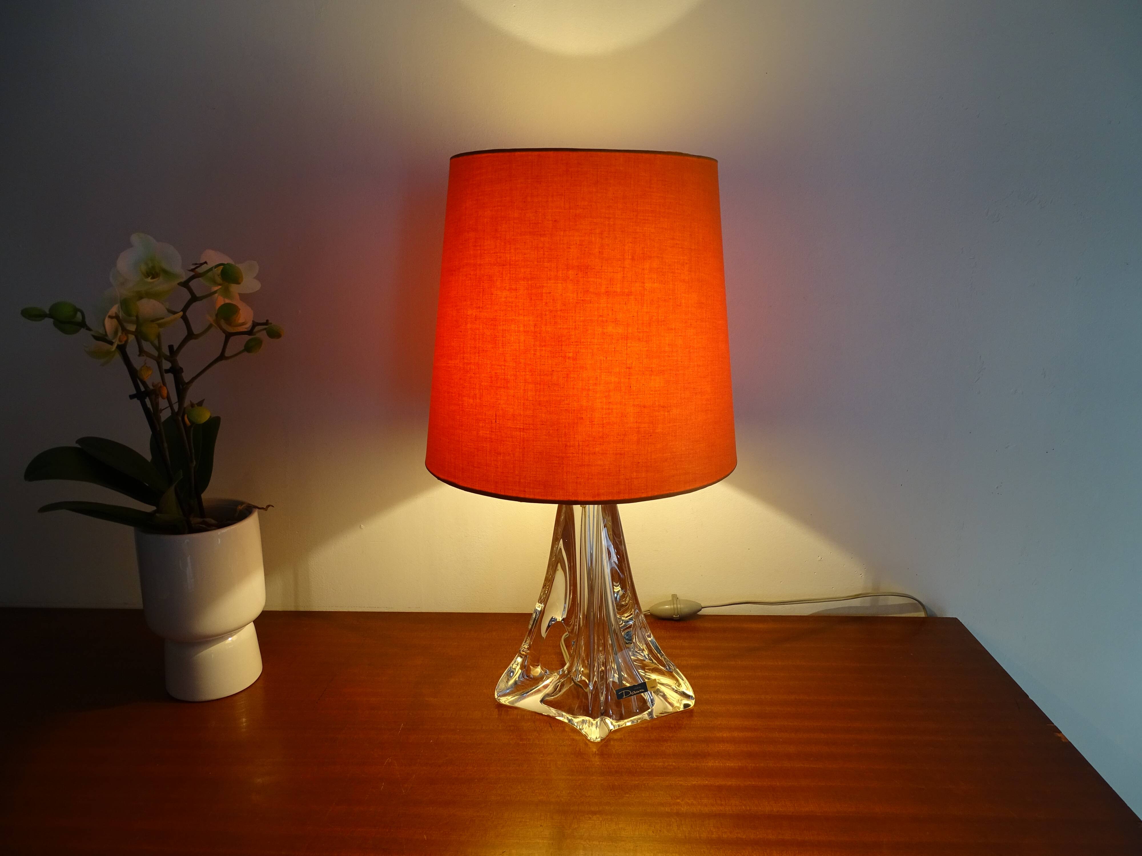 Daum France 1960 crystal lamp signed and labeled - 46 cm