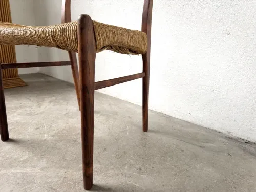 GS60 chair in exotic wood and straw, Arne Wahl Iversen, 1960s