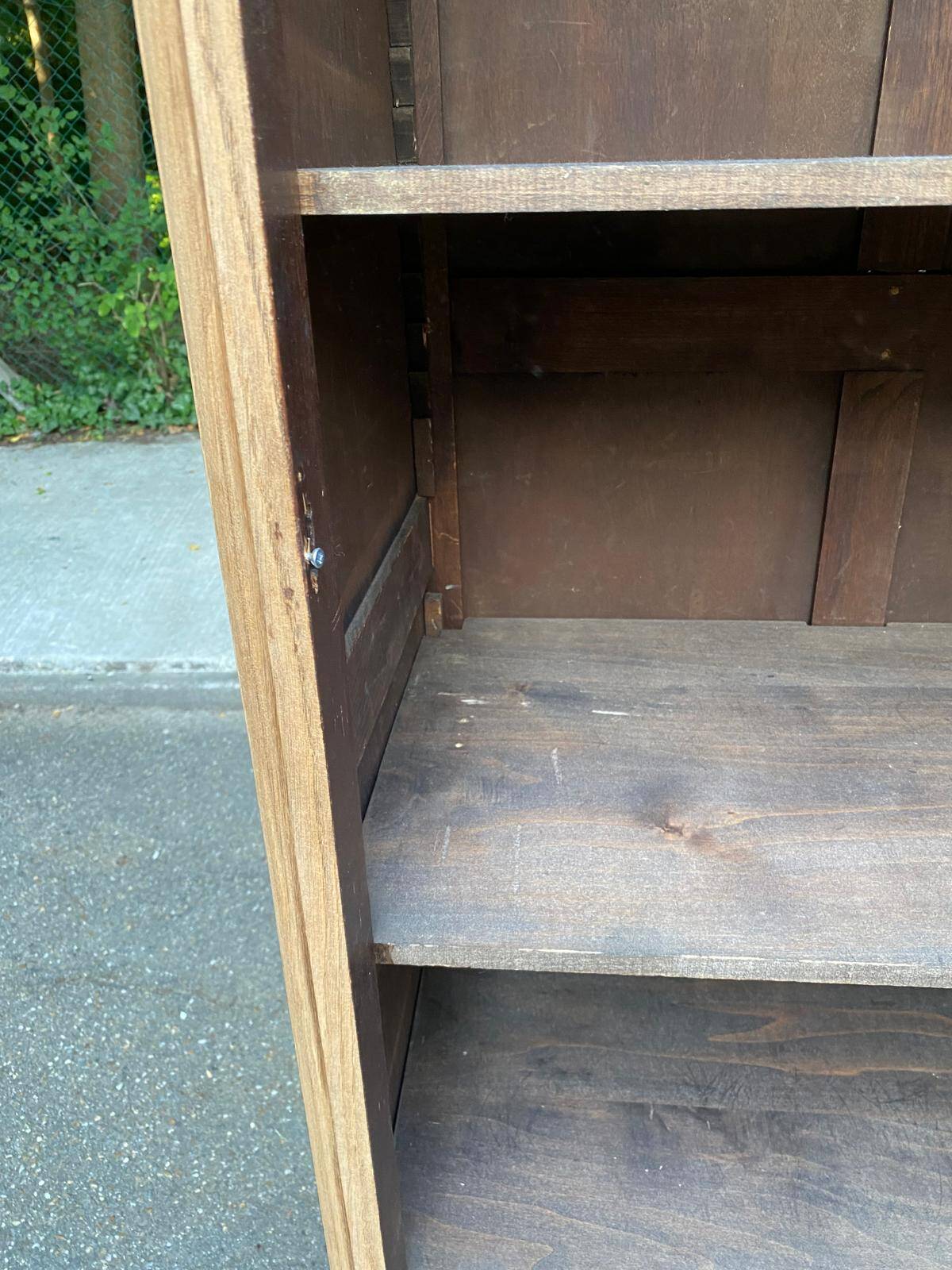 Louis XV boarding school wardrobe renovated in solid raw oak bonnetière