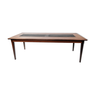 Coffee table in rosewood and black slate of Danish design, 1960s