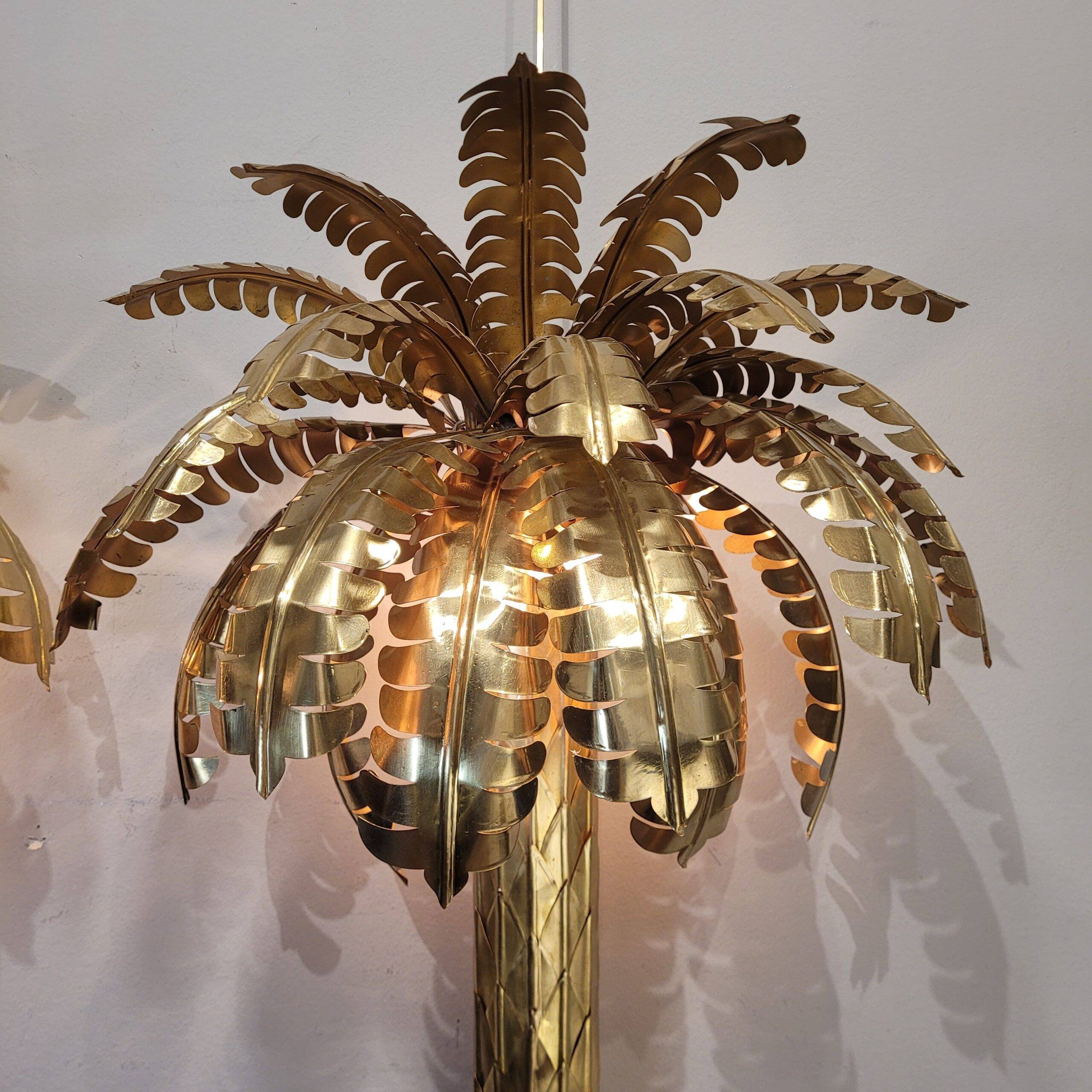 Pair of "Palmeras" lamps, Christian Techoueyres for Maison Jansen, gilded brass, 1970s – France