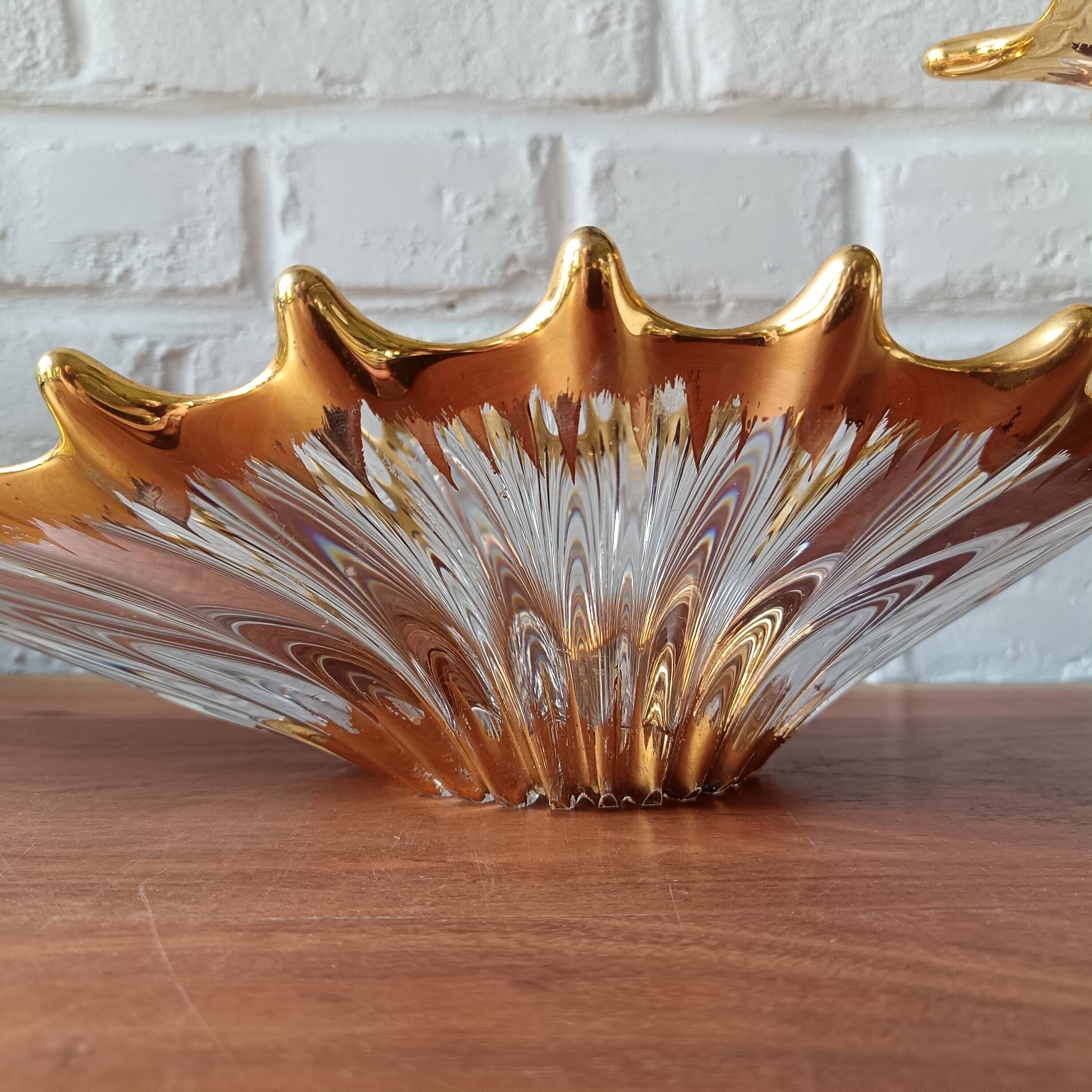 Coupe à fruit dorée vintage, style Bayel, France
