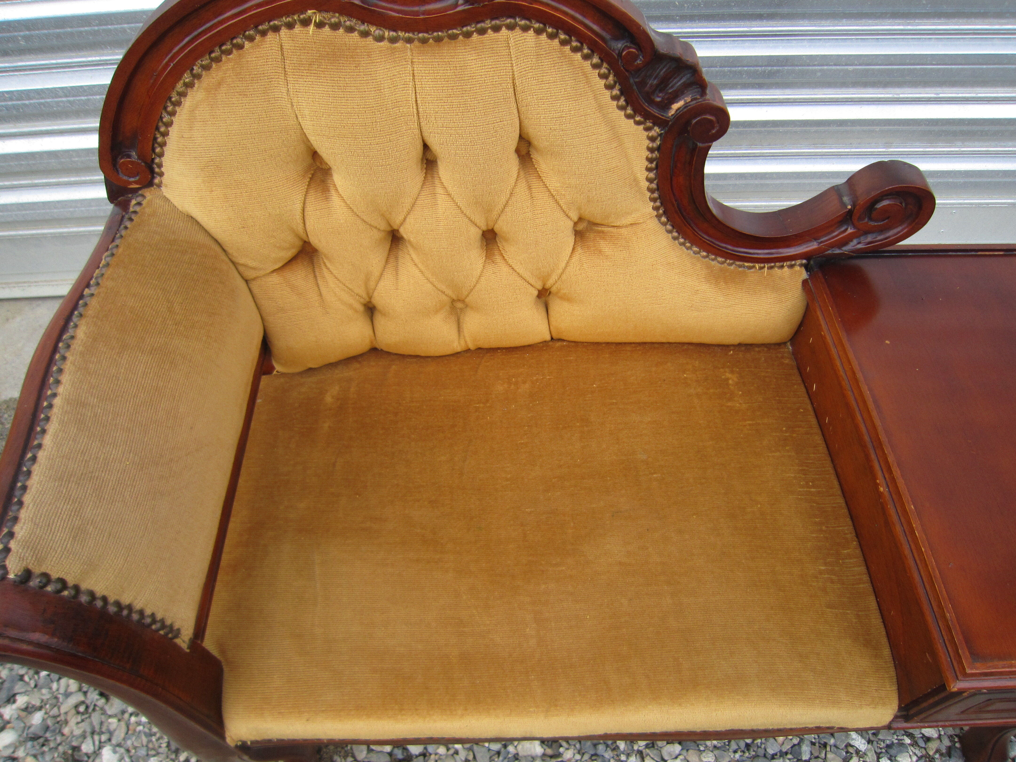 Vintage telephone furniture bench and tablet with 1 drawer