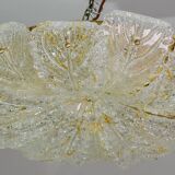 Splendid large size Italian Murano glass yellow and transparent ceiling light