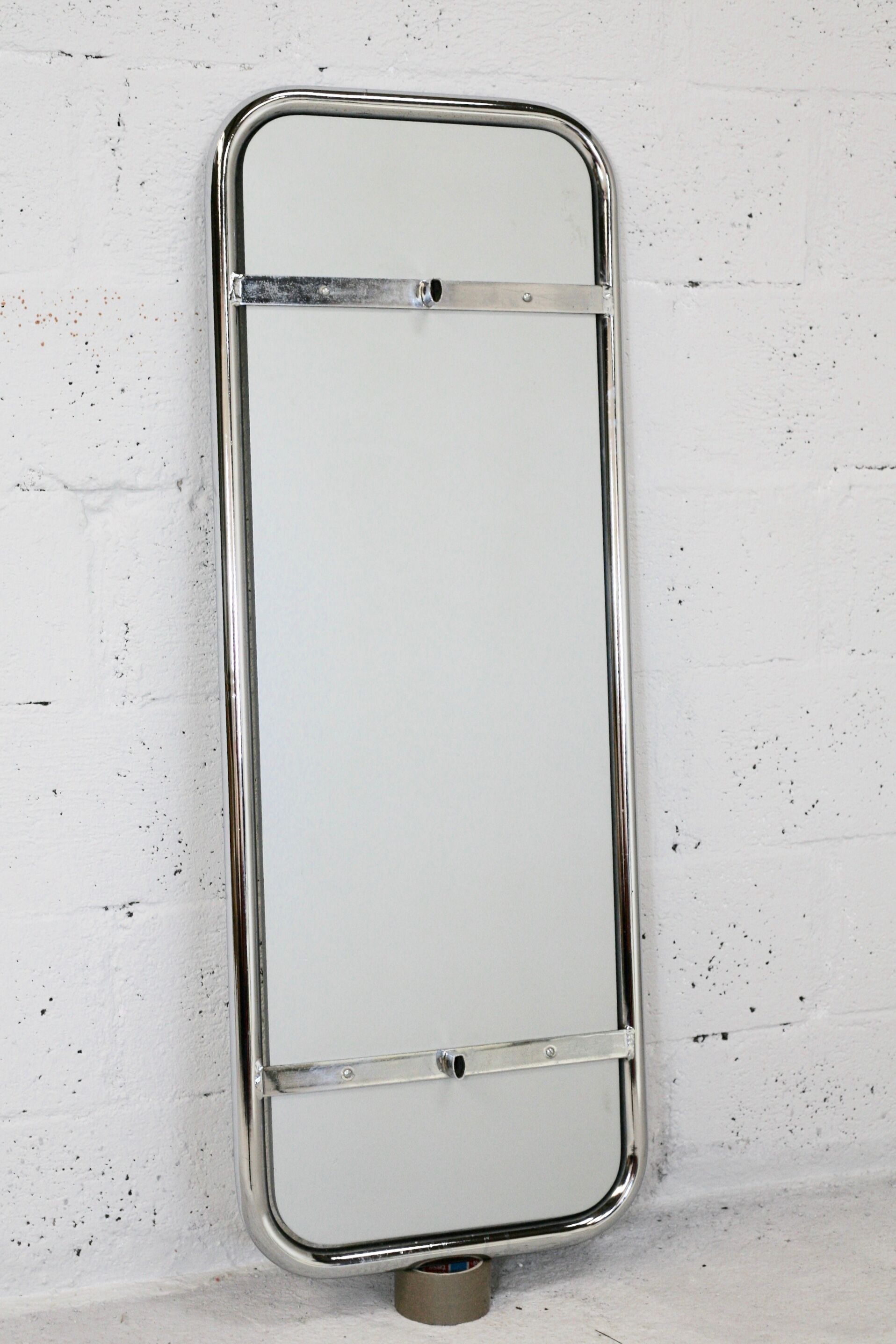 Pair of 70s tubular mirrors, chrome steel