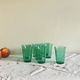 Set of 8 Lesieur green tumbler glasses vintage tableware ACC-7240