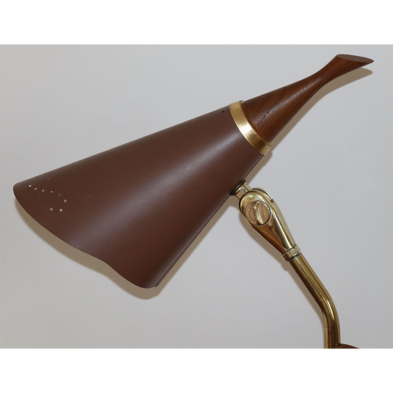 Vintage desk lamp double casserole in metal and brass, 1960