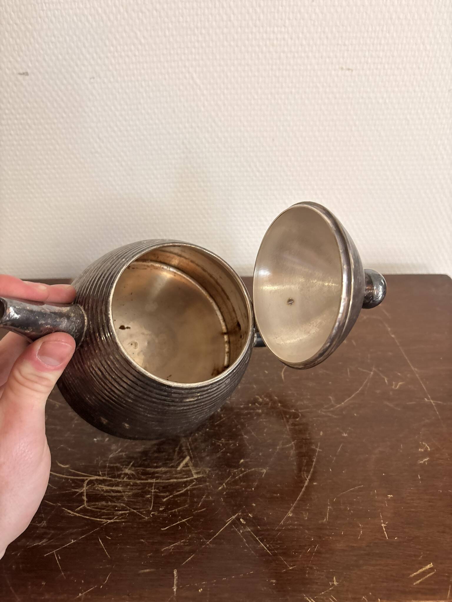 Vintage beehive shaped teapot silver-plated late art deco modernist