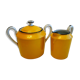 Sugar bowl and porcelain milk jar Limoges mustard yellow color